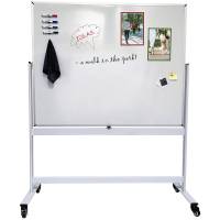 Office whiteboard svingtavle p&aring; hjul 200x120cm
