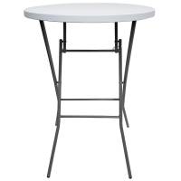 Rundt klapbord &Oslash;80cm h&oslash;jde 110cm hvid bordplade og sort stel