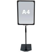 Flex infostander justerbar til bord A4 med plastramme sort