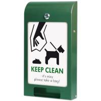 Hundepose dispenser med A4 infodisplay st&aring;l gr&oslash;n