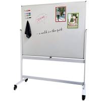 Office whiteboard svingtavle p&aring; hjul 150x120cm