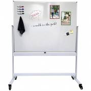 Office whiteboard svingtavle p&aring; hjul 200x120cm