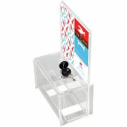 Tipboks med info-display i klar akryl