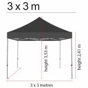 Tag til Pavillion Lux i vandt&aelig;t polyester 3x3 meter sort