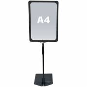 Flex infostander justerbar til bord A4 med plastramme sort
