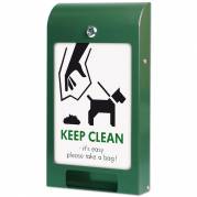 Hundepose dispenser med A4 infodisplay st&aring;l gr&oslash;n