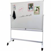 Office whiteboard svingtavle p&aring; hjul 150x120cm