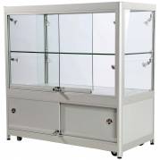Vitrine glasskab med underskab, LED lys og l&aring;s s&oslash;lv
