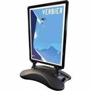 Gadeskilt Wind-Sign A1 med 32mm snap-ramme og plast fod sort