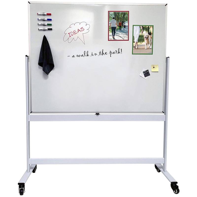 Office whiteboard svingtavle p&aring; hjul 200x120cm