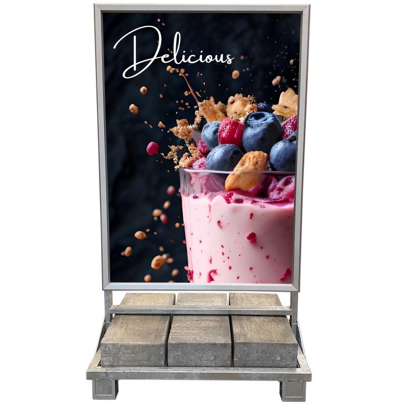 Heavy Outdoor Sign med betonstander 100x140cm alu
