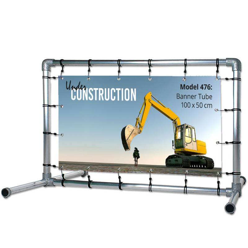Bannerdisplay Tube Freestanding til udend&oslash;rs 100x50cm s&oslash;lv