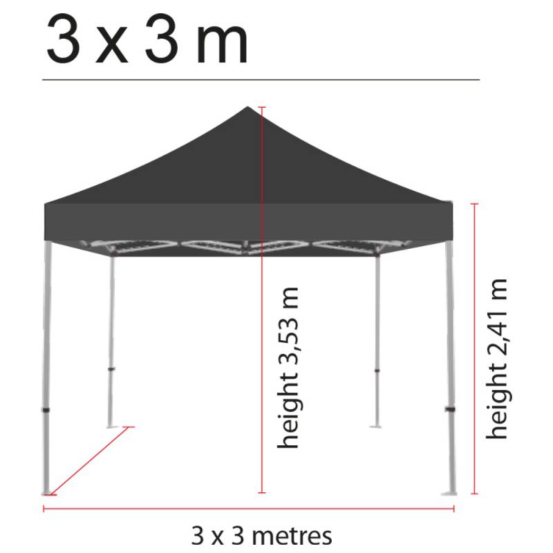 Tag til Pavillion Lux i vandt&aelig;t polyester 3x3 meter sort