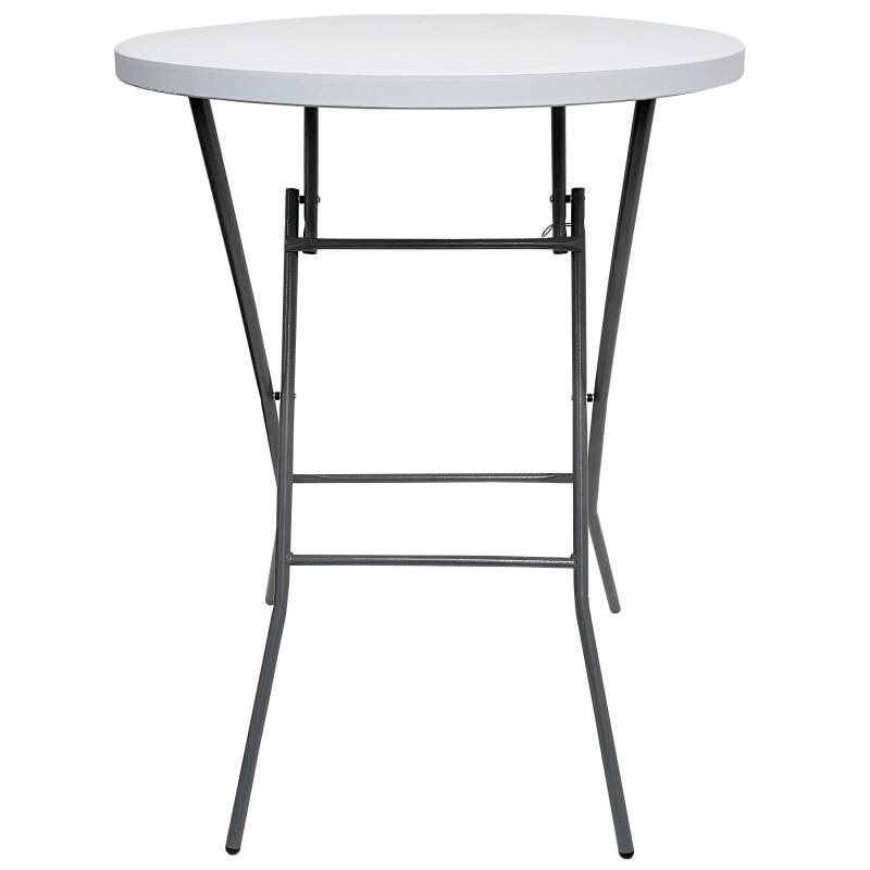 Rundt klapbord &Oslash;80cm h&oslash;jde 110cm hvid bordplade og sort stel
