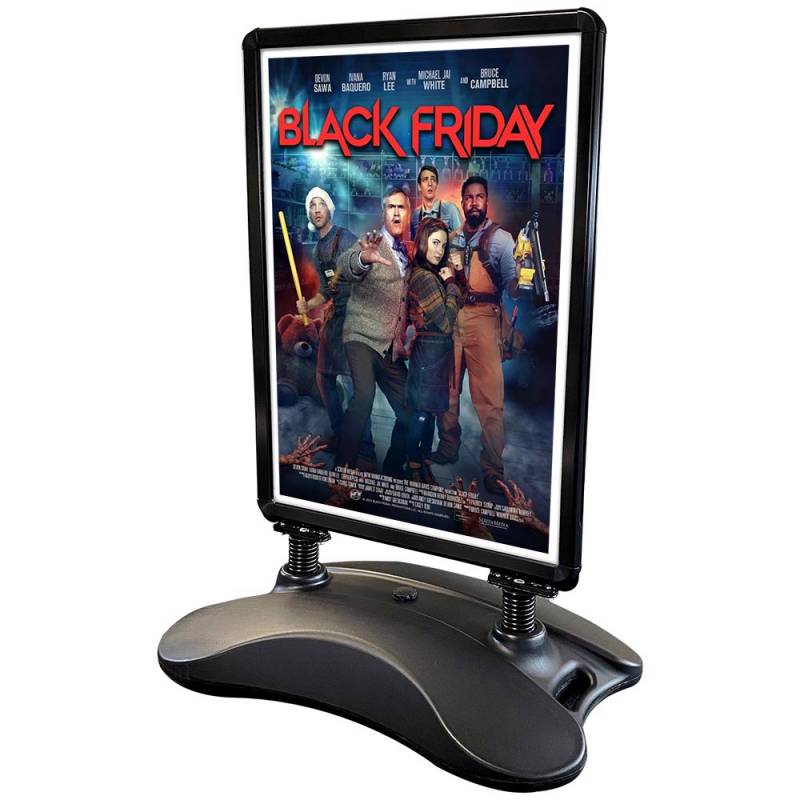 Gadeskilt Wind-Sign A1 med 32mm snap-ramme og plast fod sort