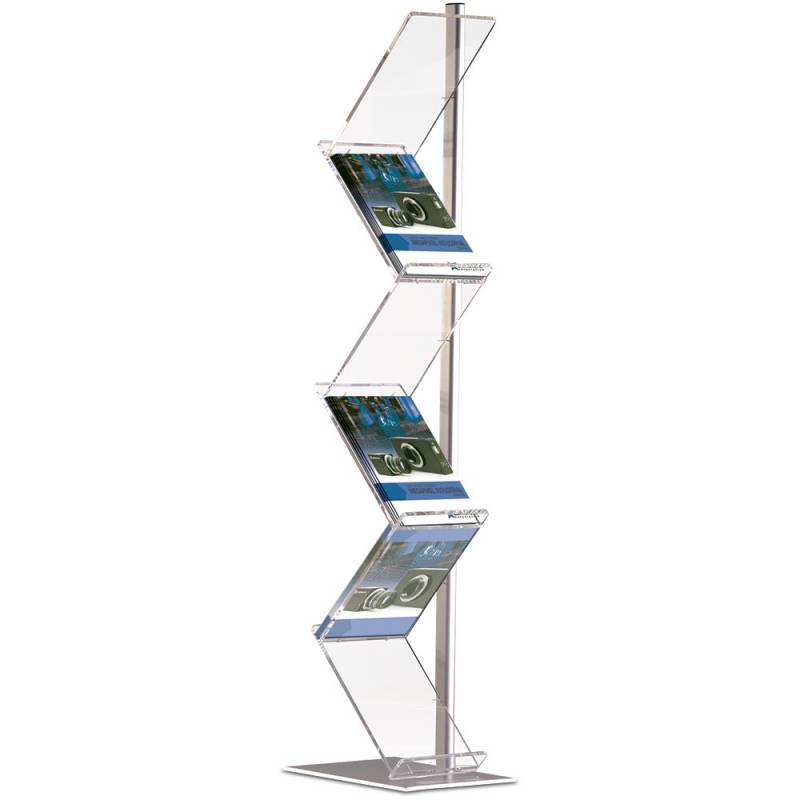 Zig-Zag brochurestander med 6 x A4 fag i akryl