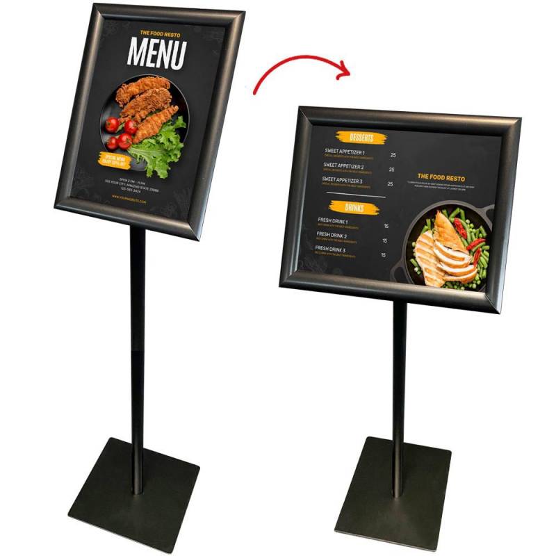 Basic infostand A3 med klikramme profil 25mm sort
