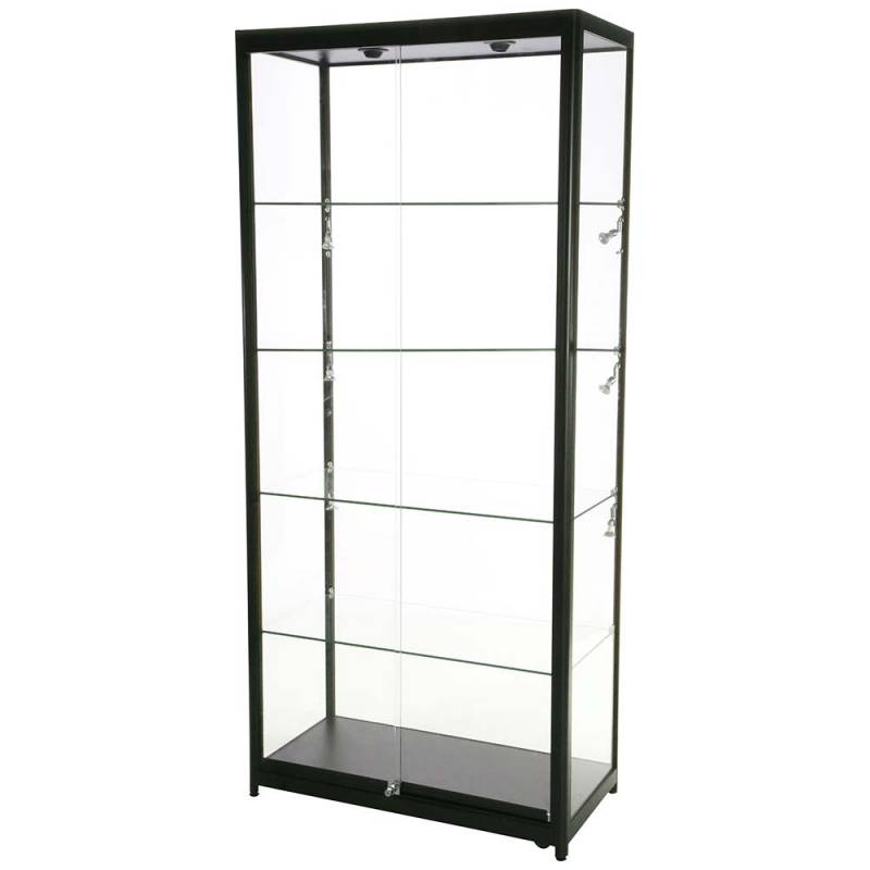 Showcase Tower Duo vitrineskab med LED lys og l&aring;s sort