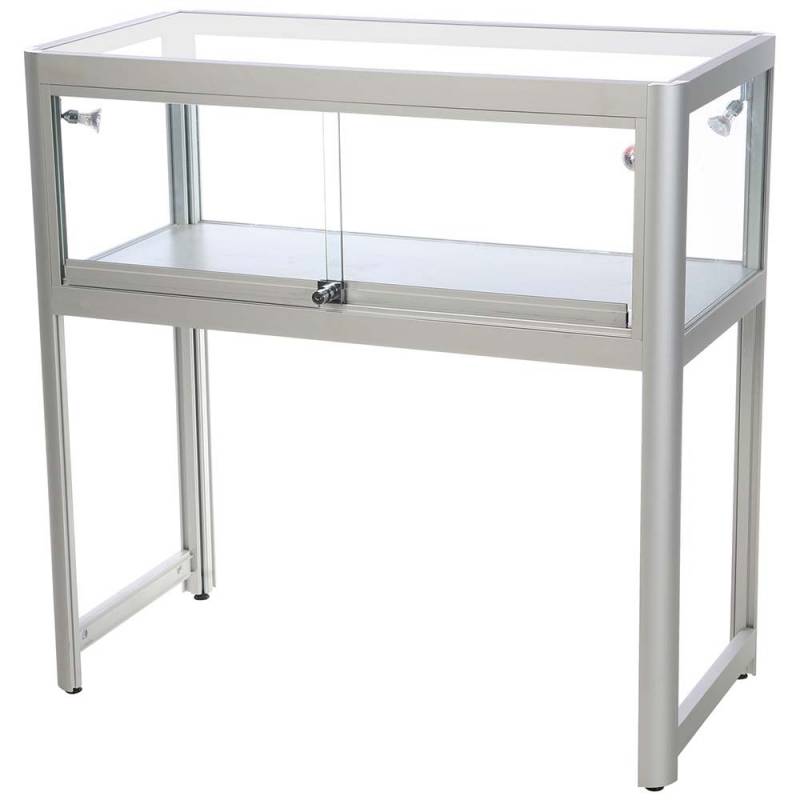 Showcase Desk Duo vitrine med LED lys og l&aring;s s&oslash;lv