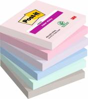 3M Post-it SS Soulful 76x76 ass lyse farver, 90 ark pr blok, 6 stk