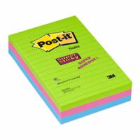 3M Post-it SS-Notes 102x152 linieret ass. neon 90 ark pr blok, 3 stk