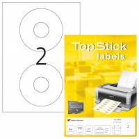 Etiketter TopStick CD/DVD Ø117mm 100 ark 2 labels pr ark hvid
