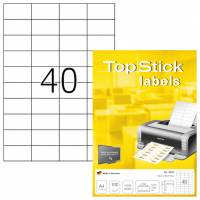 TopStick etiketter 52,5x29,7mm 40 labels pr ark 100 ark hvid