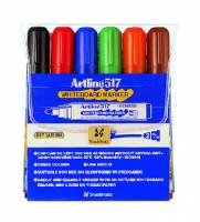 Artline 517 whiteboardmarker med 3mm rund spids, sæt med 6 farver