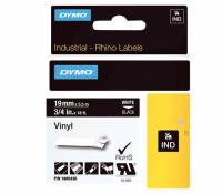Dymo tape Rhino 19mmx5,5m farvet vinyl hvid på blå