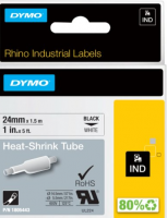 Dymo tape Rhino 24 mm x 1.5m krympetape blå på gul