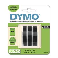 DYMO Embosser Tape 9mm x 3m black, S0847730 3-pack