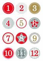 Herma stickers Christmas jule kalendergaver 1-24 rød