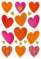 Stickers selvklæbende klistermærker - Decor hjerter med gulddekorationer