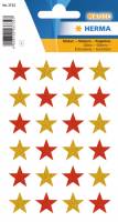 Stickers selvklæbende klistermærker - Julestjerner rød og guld