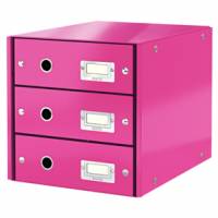 Leitz WOW skuffekabinet Click&Store med 3 skuffer pink