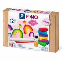 Fimo Soft Basis  modeller sæt med værktøj og 9 farver a 25g
