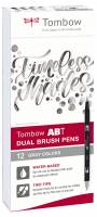 Marker Tombow ABT Dual Brush 12P-3 grey colours (12)