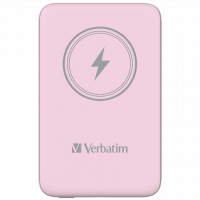 Verbatim power trådløs P10000 mAh UBS-C PD 20W 15W Pink