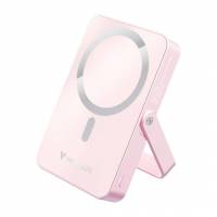 Verbatim magnetisk powerbank med tr&aring;dl&oslash;s opladning i pink glas