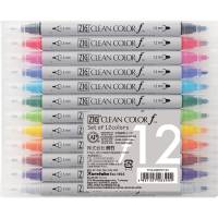 ZIG Clean Color Pen med dobbeltspids, sæt a 12 farver
