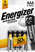 Energizer Power AAA batteri LR03, 7 års levetid, 4 stk pakning