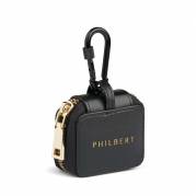 Philbert AirPods taske incl. krog med lås - sort med guld lynlås