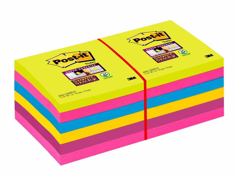 3M Post-it SS-Notes 76x76 Rainbow, 12 stk