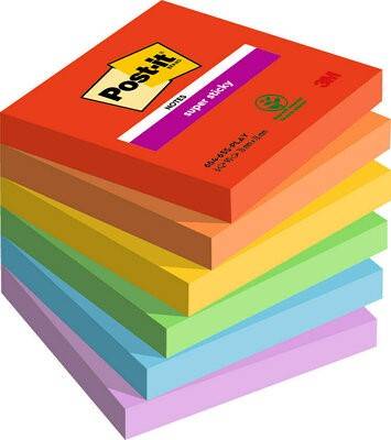 3M Post-it SS-Notes 76x76 Playful, 6 stk