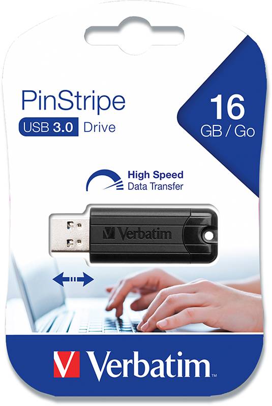 Verbatim USB 3.2 PinStripe 16GB, sort