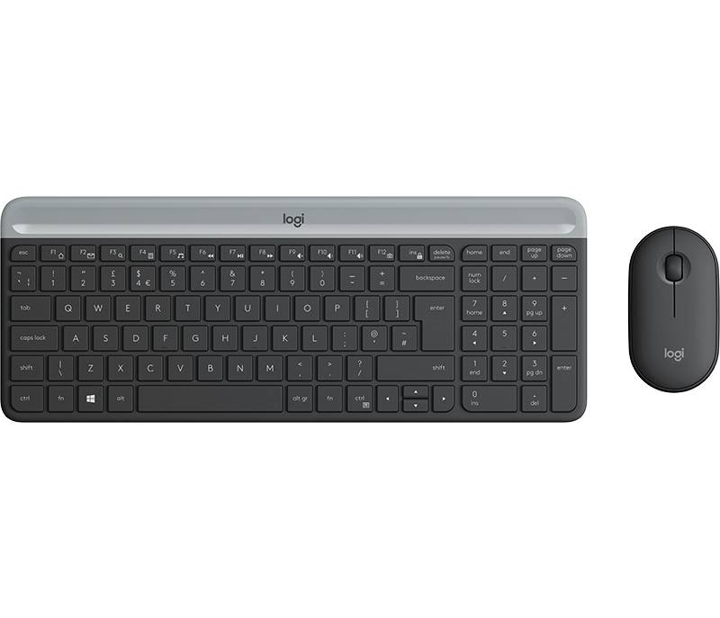 Logitech MK470 Slim trådløst tastatur og mus, Graphite nordisk