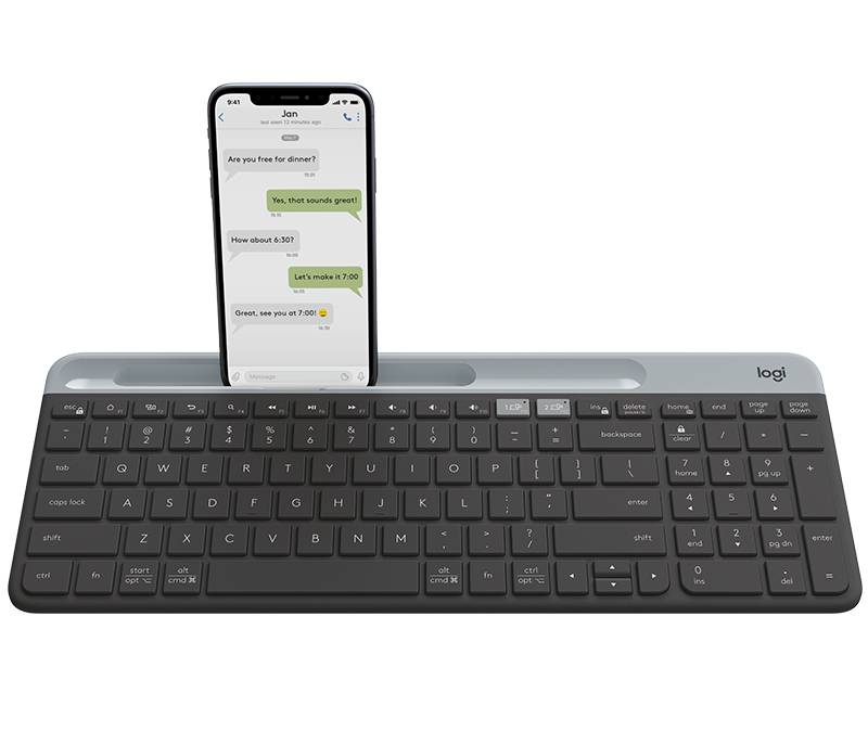 Logitech K580 Slim Multi-Device trådløst tastatur grå nordisk