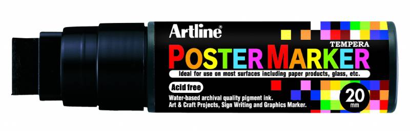 Artline Poster marker EPP-20 med 20mm rund spids sort