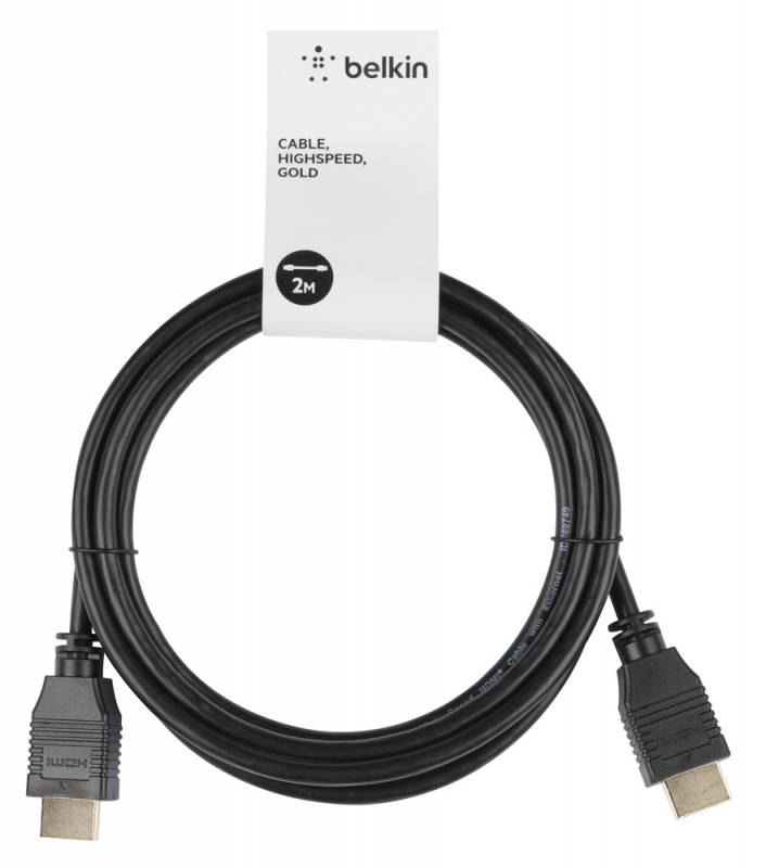 Belkin Gold-Plated High-Speed HDMI w/Ethernet 4K, 2 meter sort