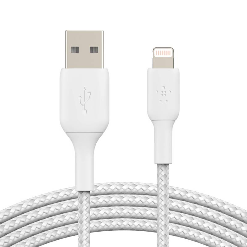 Belkin USB-A to Lightning Braided, hvid (1m)